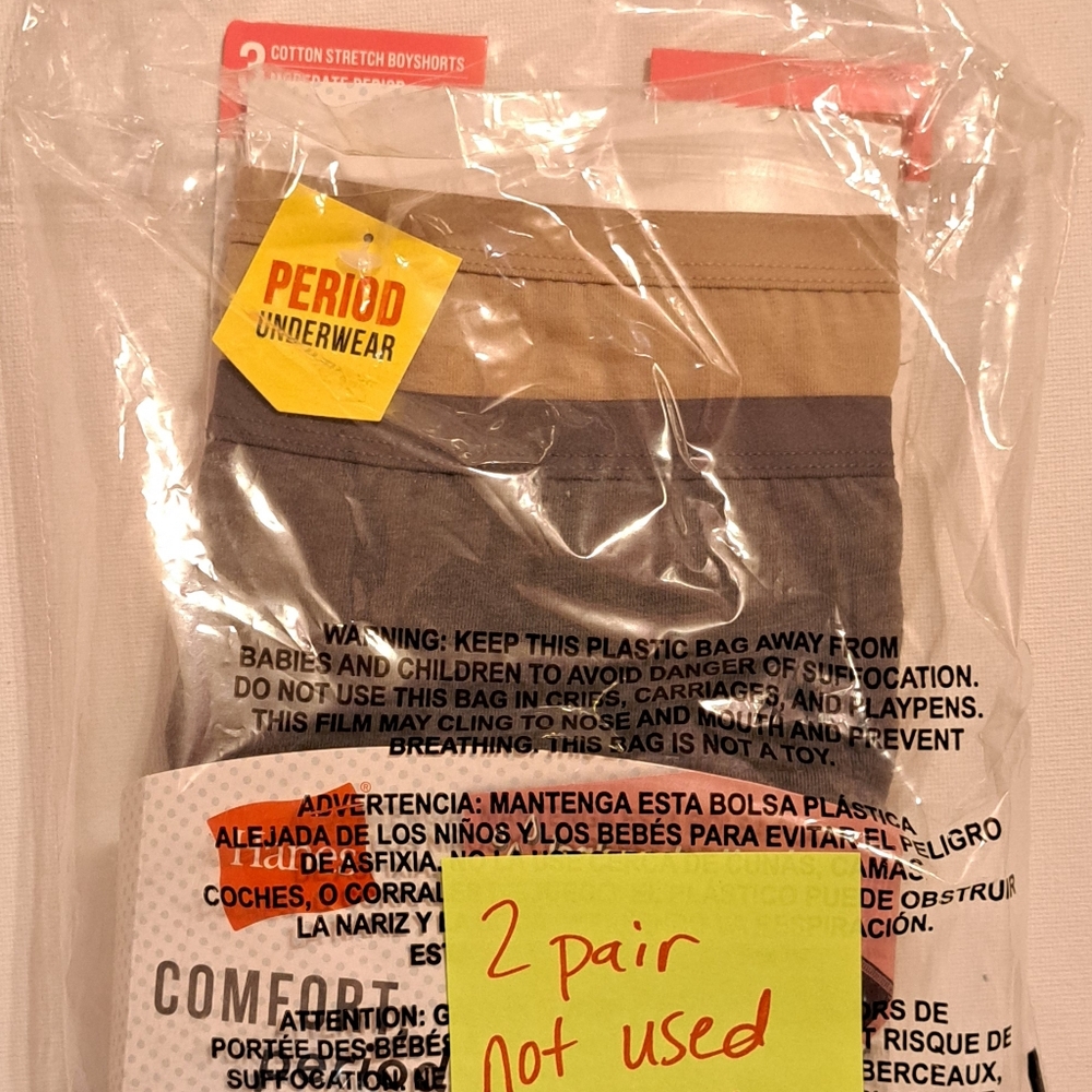NWT Hanes Comfort 6/M Brief Period Underwear Moderate Leaks 2 Pairs - Picture 5 of 6